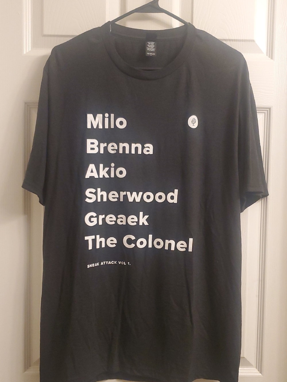 Black Short-Sleeve Graphic Tee with White Text